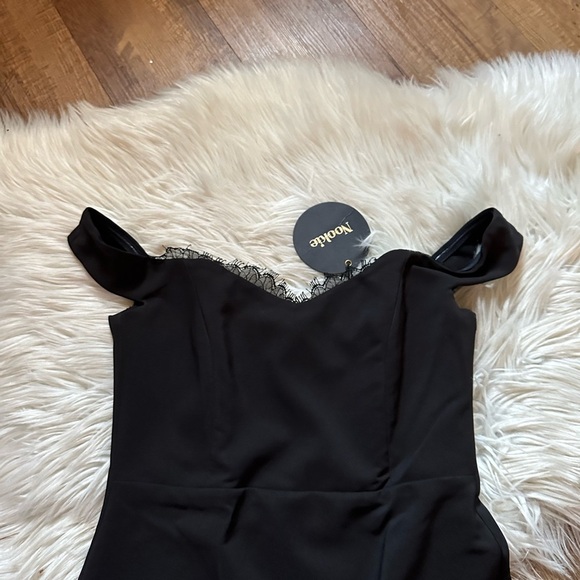 NOOKIE Chloe Lace Off The Shoulder Midi Dress In Black - Picture 3 of 5